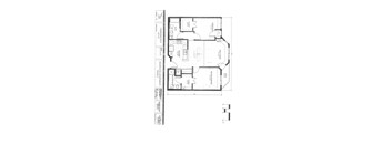 A floor plan of a building with labeled rooms and dimensions.
