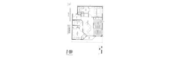 A floor plan of a two bedroom apartment with a detailed layout.