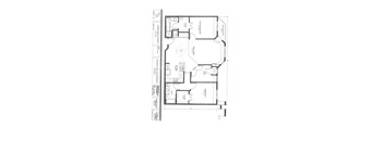 A floor plan of a house with labeled rooms and dimensions.