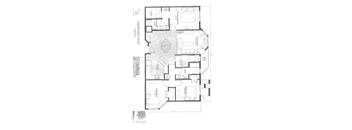 A floor plan of a house with a master bedroom suite and a second bedroom suite.