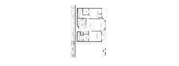 A floor plan of a building with labeled rooms and dimensions.
