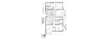 A floor plan of a house with a 3 bedroom/2 bathroom layout.