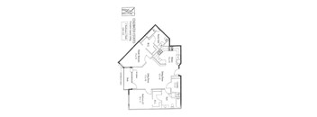 A floor plan of a two bedroom, two bathroom apartment.
