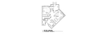 A black and white drawing of a house floor plan.