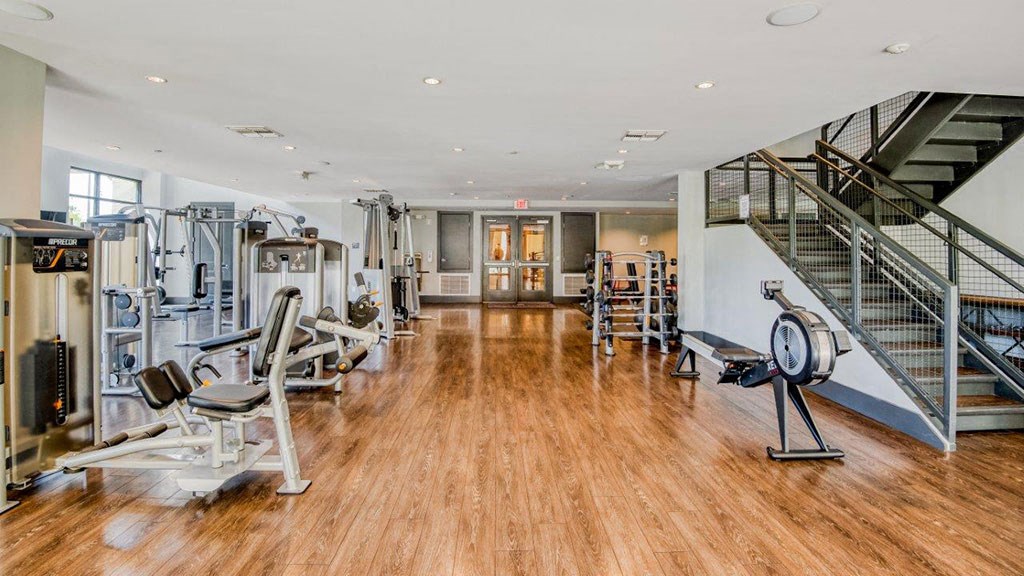 the gym is equipped with weights and cardio equipment
