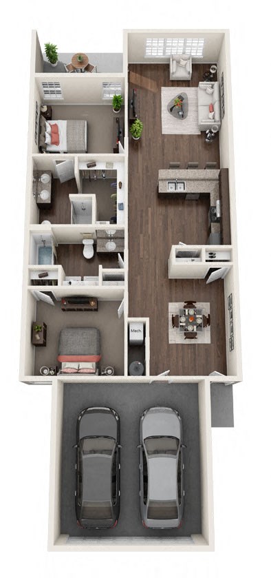 a floor plan of a 3 bedroom apartment