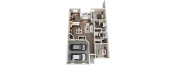 a 3d drawing of a floor plan of a house