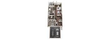 a 2100 sq ft floor plan with 2 bedrooms and 2 baths