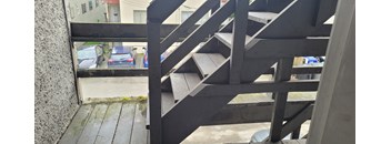 A wooden staircase