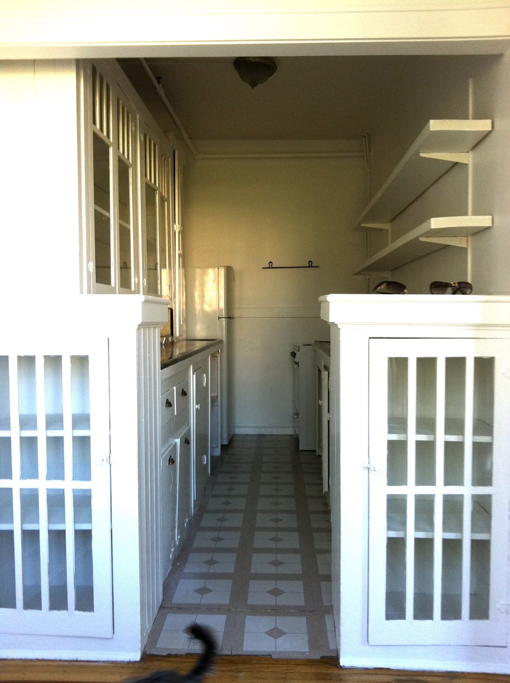 a view of the kitchen from the living room