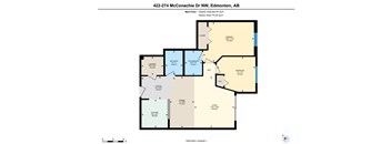 A floor plan for a condo at 422-274 McConachie Dr NW, Edmonton, AB.