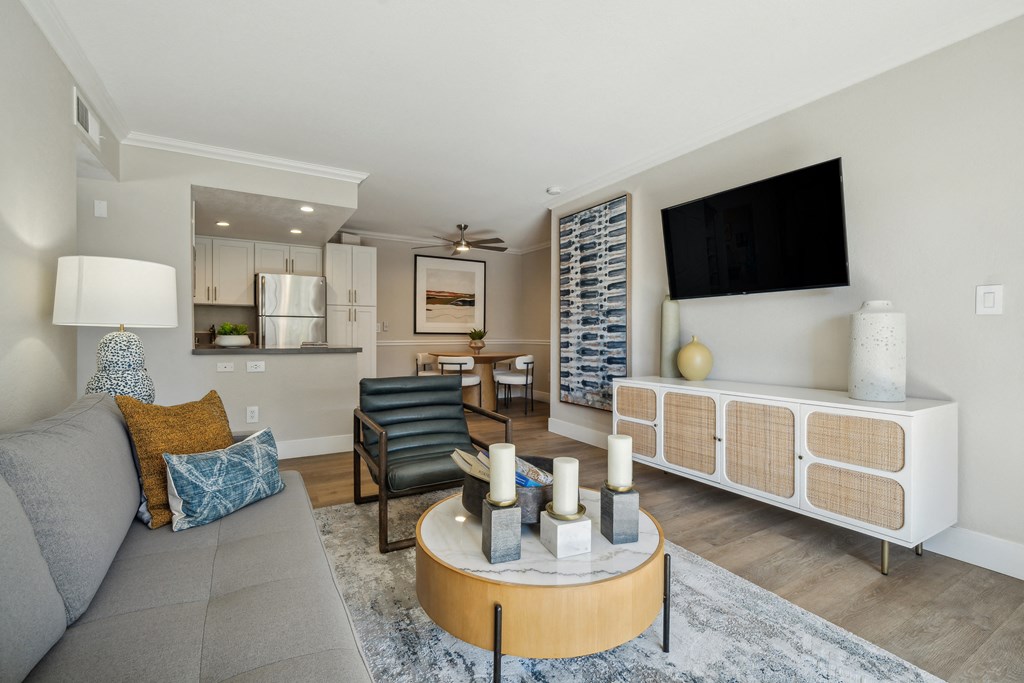 Sofi at Wood Ranch Apartments Living Room with couch and coffee table
