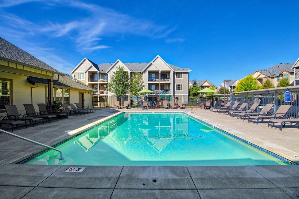 the swimming pool at the apartments for rent