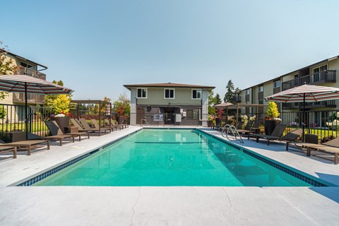 the swimming pool at our apartments