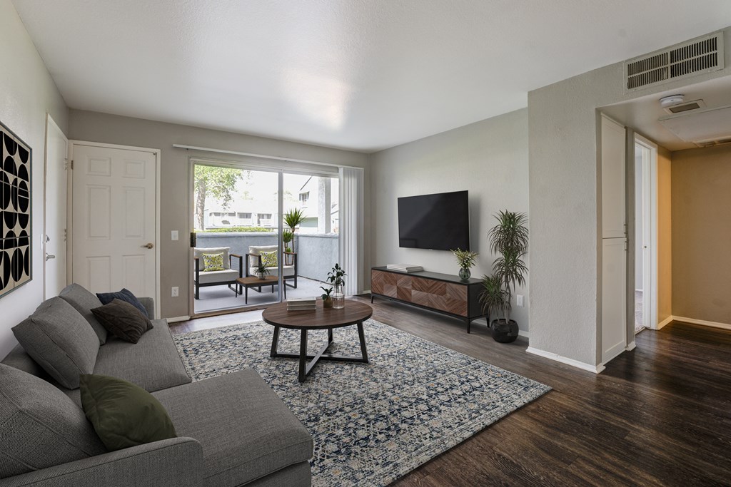 a living room with a couch and a coffee table