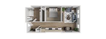 A modern bathroom with a large mirror and a sink.