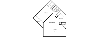 A diagram of a house layout with labeled rooms.