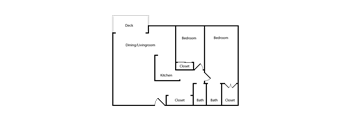 A diagram of a house layout with labeled rooms.