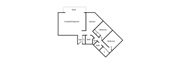 A diagram of a house layout with labeled rooms.