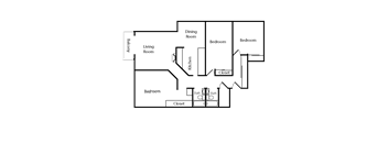 A floor plan of a house with a living room, dining room, kitchen, and multiple bedrooms and bathrooms.