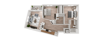 a1 floor plan  1 bedroom with 2 baths  129