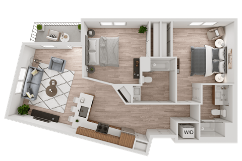 a1 floor plan  1 bedroom with 2 baths  129