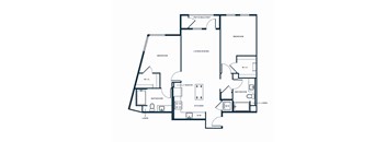 a floor plan of a unit with bedrooms and baths