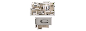 A floor plan of a house with a garage.