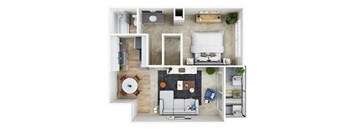 3D one bedroom one bath