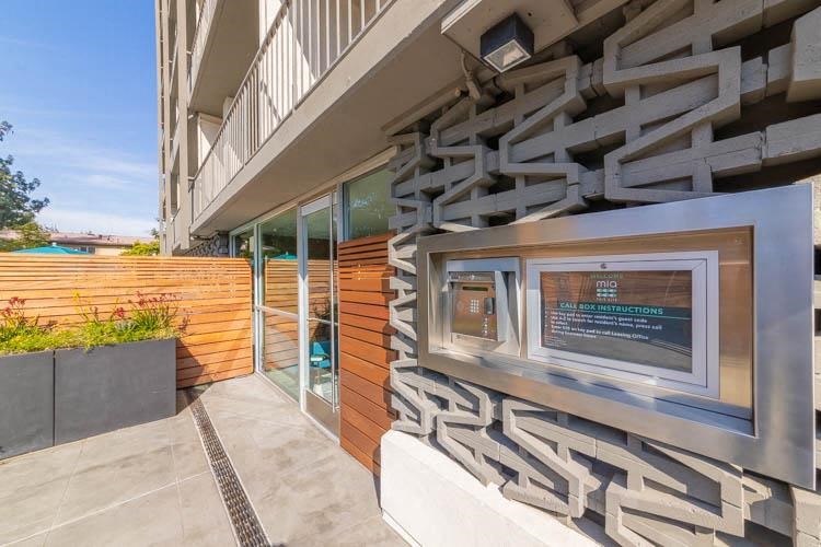 Mia Palo Alto front leasing office call box