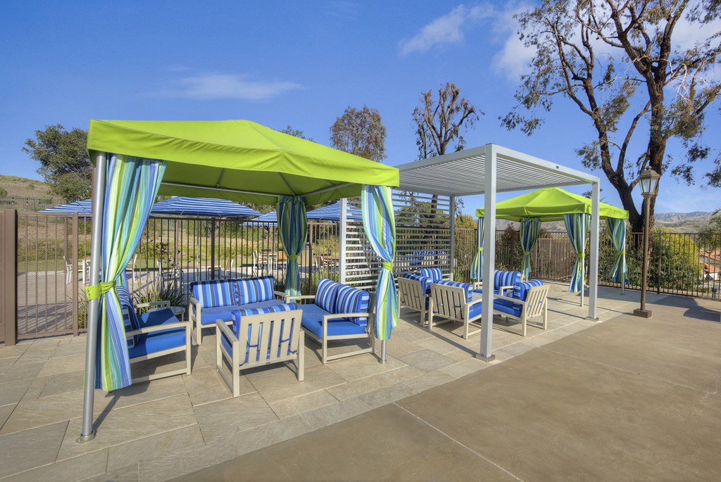 Sofi at Wood Ranch Apartments Patio seating with cover