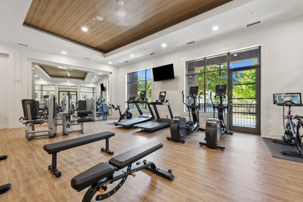 the gym is equipped with state of the art cardio equipment and weights