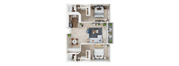 a floor plan of a two bedroom apartment with two bathrooms and a balcony
