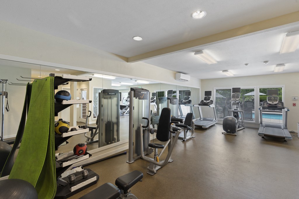 the gym at the preserve at polk apartments