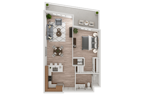 a1 floor plan  1 bedroom with 2 baths  129