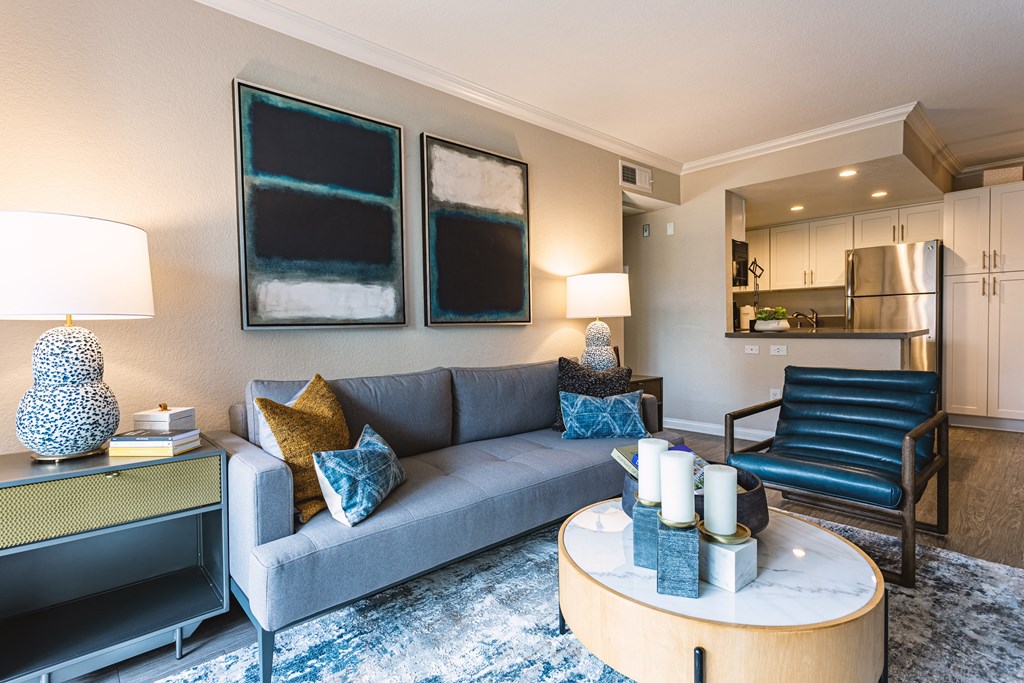 Sofi at Wood Ranch Apartments a living room with a couch and a coffee table