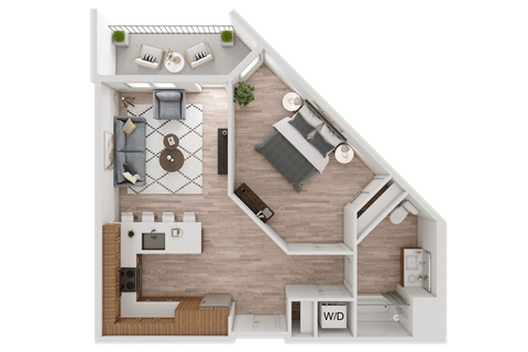 a floor plan of a house with a bedroom and a living room