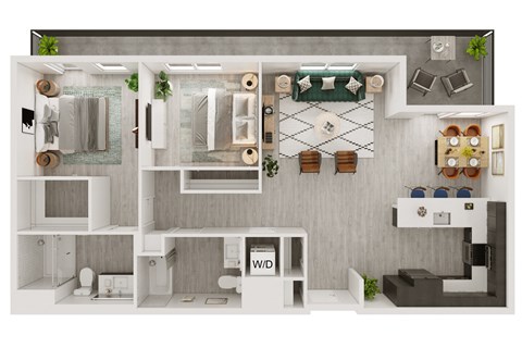the 1190 sqft studio floor plan
