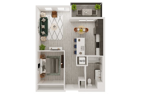 a floor plan of a bedroom with a bathroom and a living room