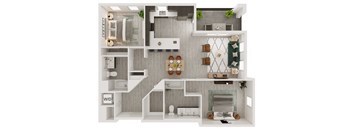 a1 floor plan  1 bedroom with 2 baths  129