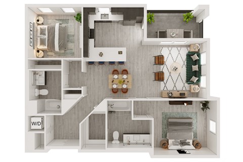 a1 floor plan  1 bedroom with 2 baths  129