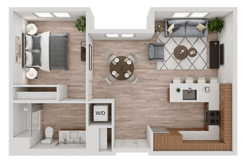 a floor plan of a house with a bedroom and a living room