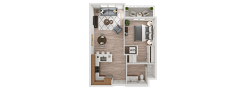 a1 floor plan  1 bedroom with 2 baths  129