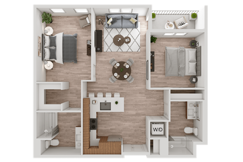 a1 floor plan  1 bedroom with 2 baths  129
