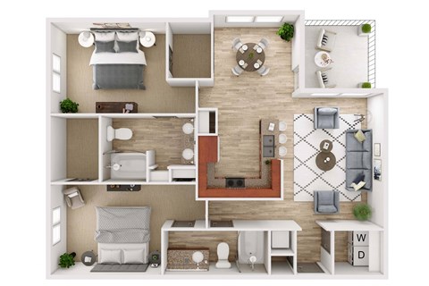 a1 floor plan  1 bedroom with 2 baths  129