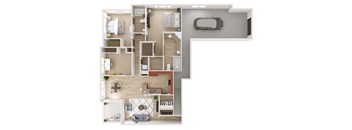 a floor plan of a home with a bedroom and a living room
