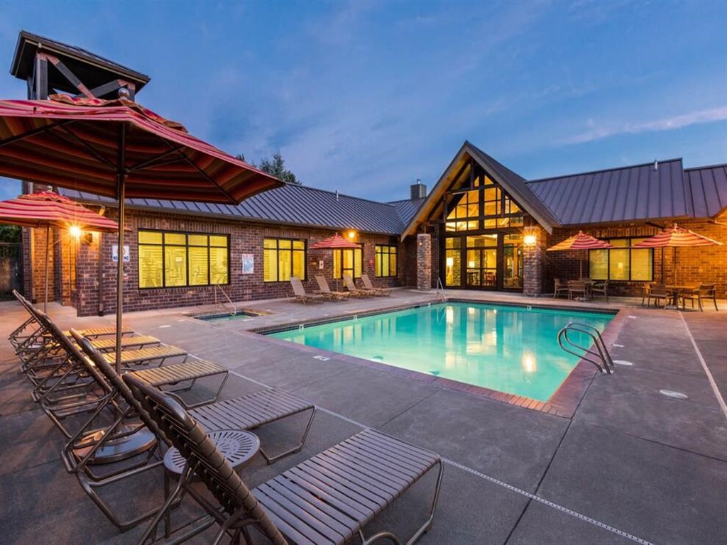 the swimming pool at the resort at night