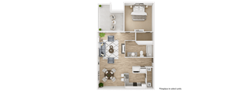 Viridian Apartment 3D Floor Plans - Amethyst