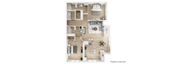 Viridian Apartment 3D Floor Plans - Opal 1