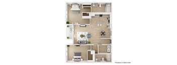 Viridian Apartment 3D Floor Plans - Ruby